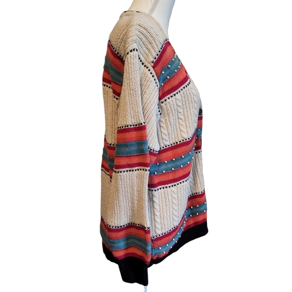 Vintage 90's Russ Beaded Silk Blend Beaded Button Up Cardigan - Picture 5 of 9